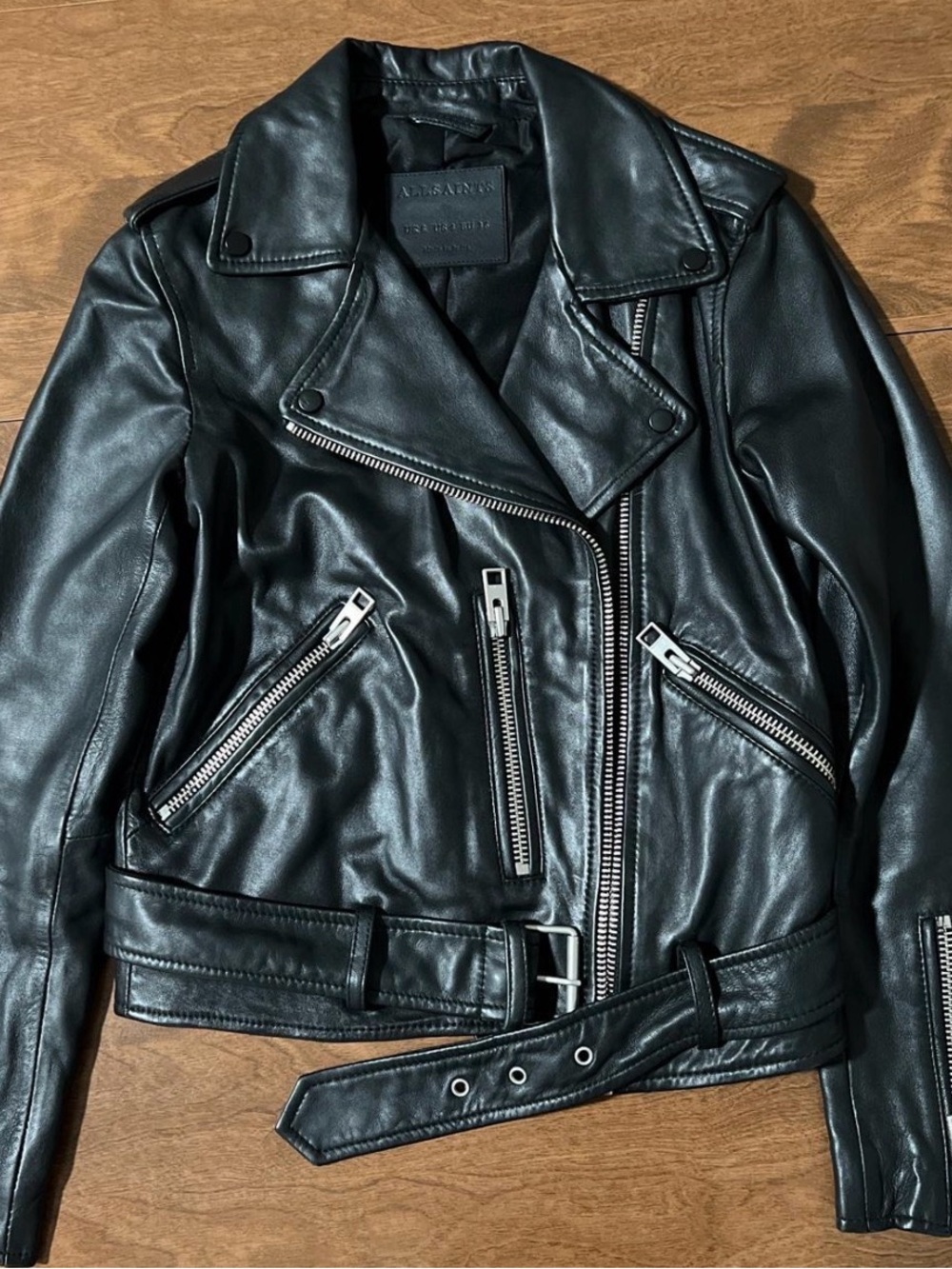 All Saints Black Leather Biker Jacket - Women's